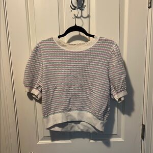 & Other Stories Striped Knit Top - White, Pink, Green